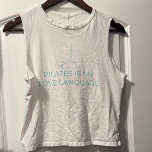 good hYOUman White Muscle Tee with Pilates Graphic